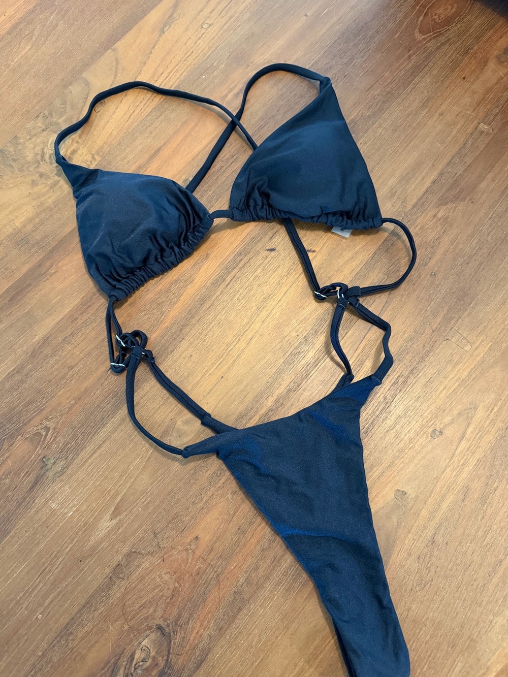 New Black String Bathing Suit